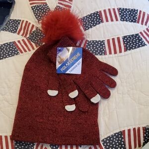 Kids Red Winter Hat and Gloves Set